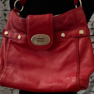 Michael Kors Red Leather Shoulder Bag